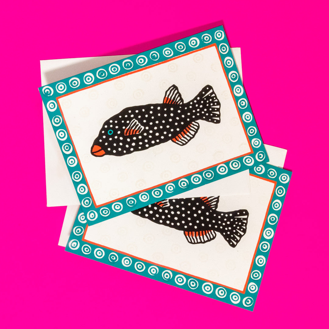 Vintage Pufferfish Greeting Cards